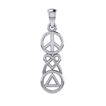 Peace, Celtic Heart and Recovery Silver Pendant TPD7009 - Jewelry